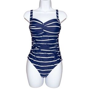 NipTuck Portofino Stripe Navy White One
Piece Swimsuit Multi-fit Cup 12